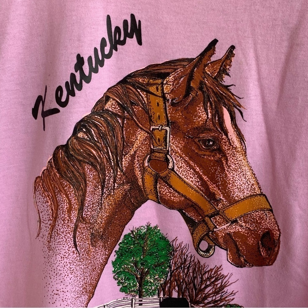 Vintage Kentucky Horse Shirt Adult Large Women’s 90s Tee Pink Royalprints - Picture 2 of 9